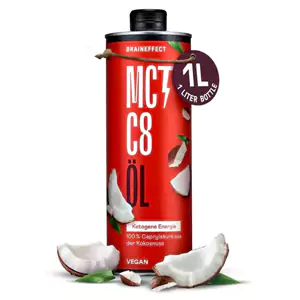 Braineffect MCT C8 Oil - 1L, Ketogenic oil for keto diets and bulletproof coffee, 